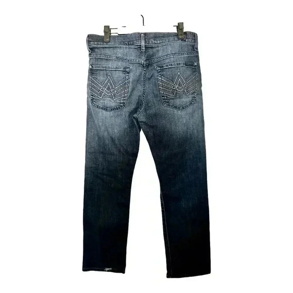 7 For All Mankind Men's Distressed Straight Jeans Blue Size 32 #003 - Picture 5 of 6